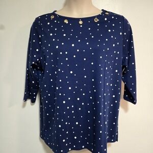 Quacker Factory Size XL Navy Blue Embellished Silver Rings Rhinestones Grommet